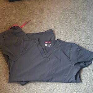 Carhartt Gray Scrub Set with Pink Accents